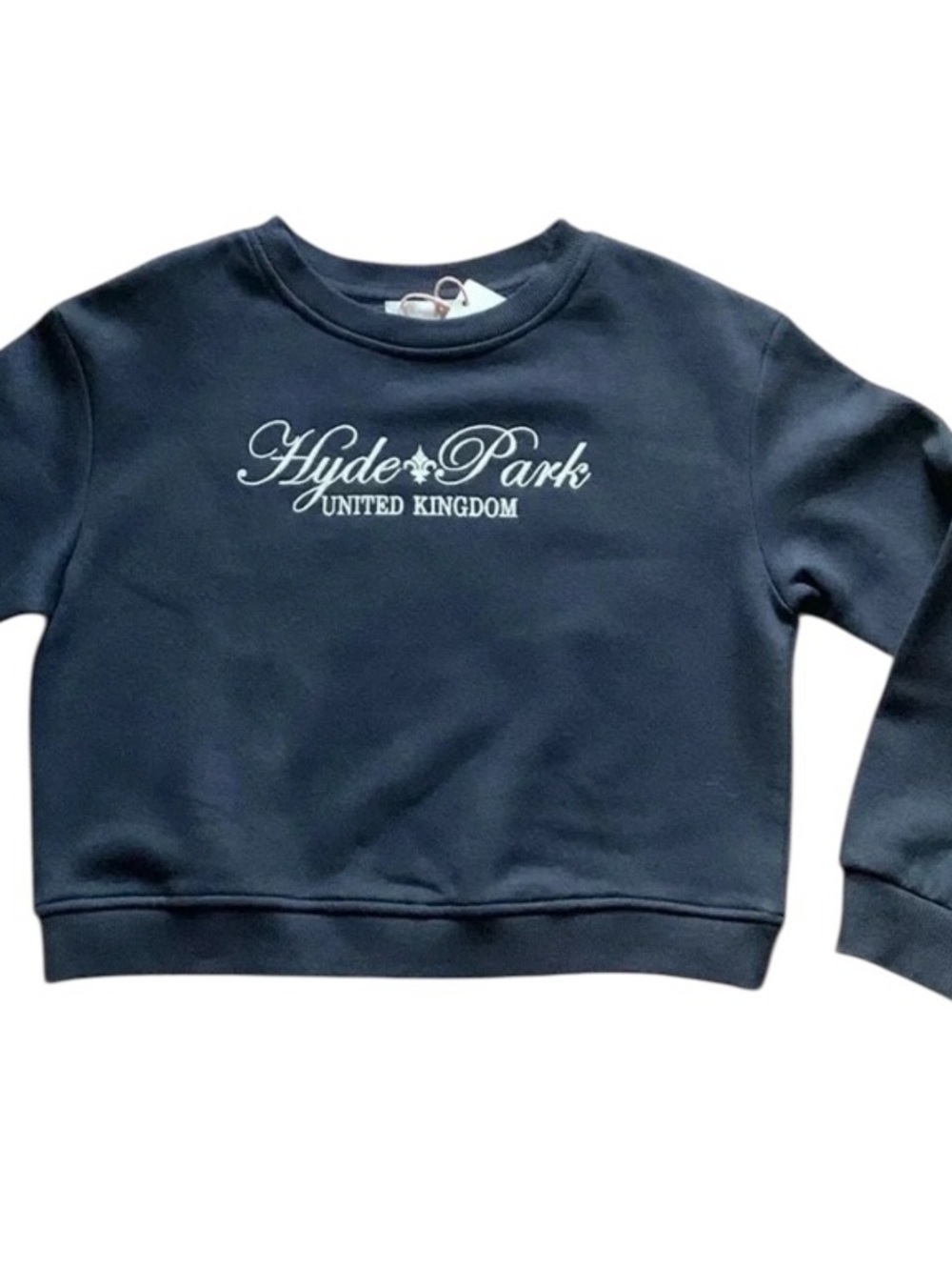 Gianni Bini Crewneck Sweatshirt Hyde Park UK Girls Sz L Navy Blue NWT